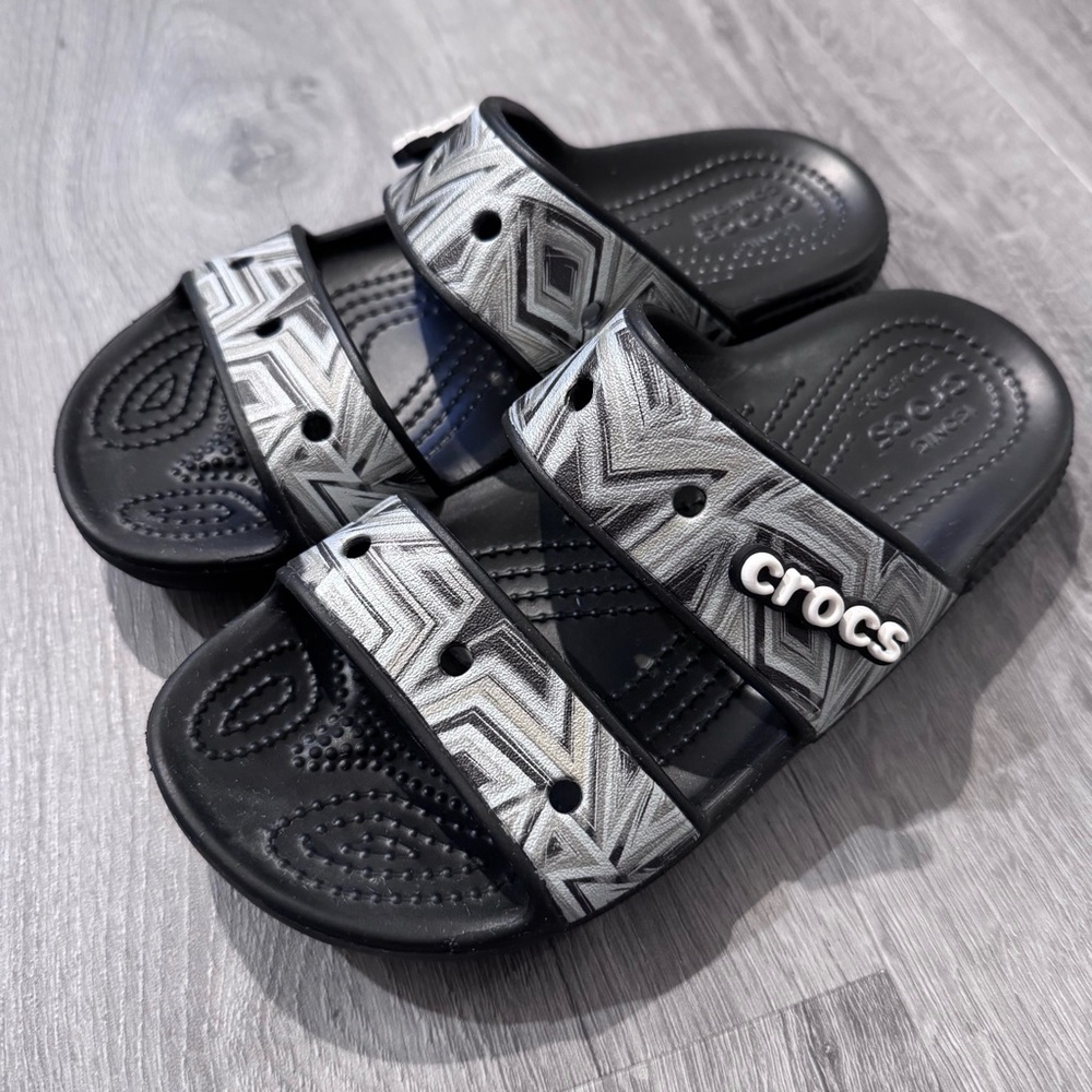 Crocs Black and Gray Sandal Slides